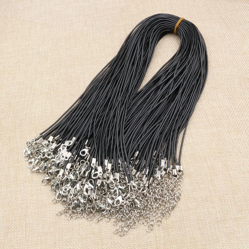 Handmade Leather Adjustable Braided Rope Necklaces & Pendant Charms Findings Lobster Clasp String Cord 20pcs/Lot