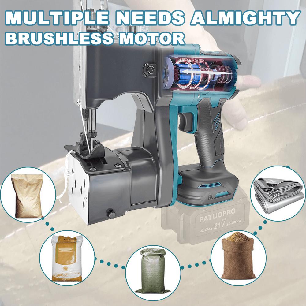 Attrezzatura per Cucito Domestico Macchina da Cucire per Sacchi Senza Fili Senza Spazzole Alta Velocità Esterna Strumento Automatico Taglierino Imballatore Sacchi