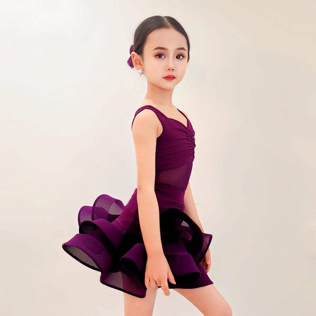 Kids Professional Latin Dance Dress Girls Tango Salsa Samba Ballroom Dance Performance Stage Outfits Costume