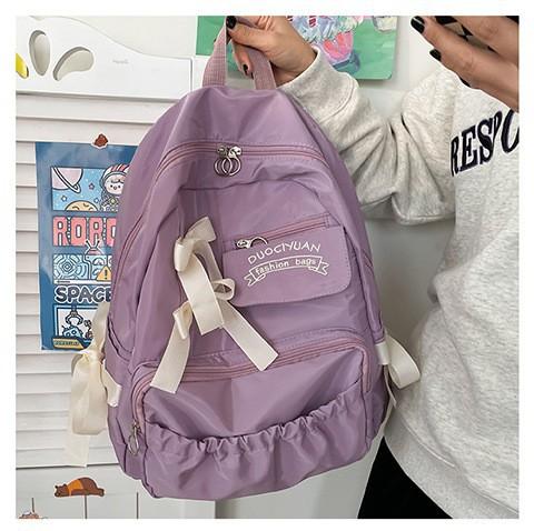Schoolbag Large Capacity Oxford School Bag Female Anti-splashing Light Cute Contrast Color Backpack Simple Casual Folded Student Backpack