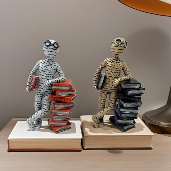 Abstract Reading Men Figurine Modern Sitting Lying Letter Man Statue Home Office Study Room Artistic Decoration Ornament