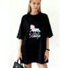 Oversized T-Shirt Black Unicorn Graphic And 5 Gange Text Casual Wear