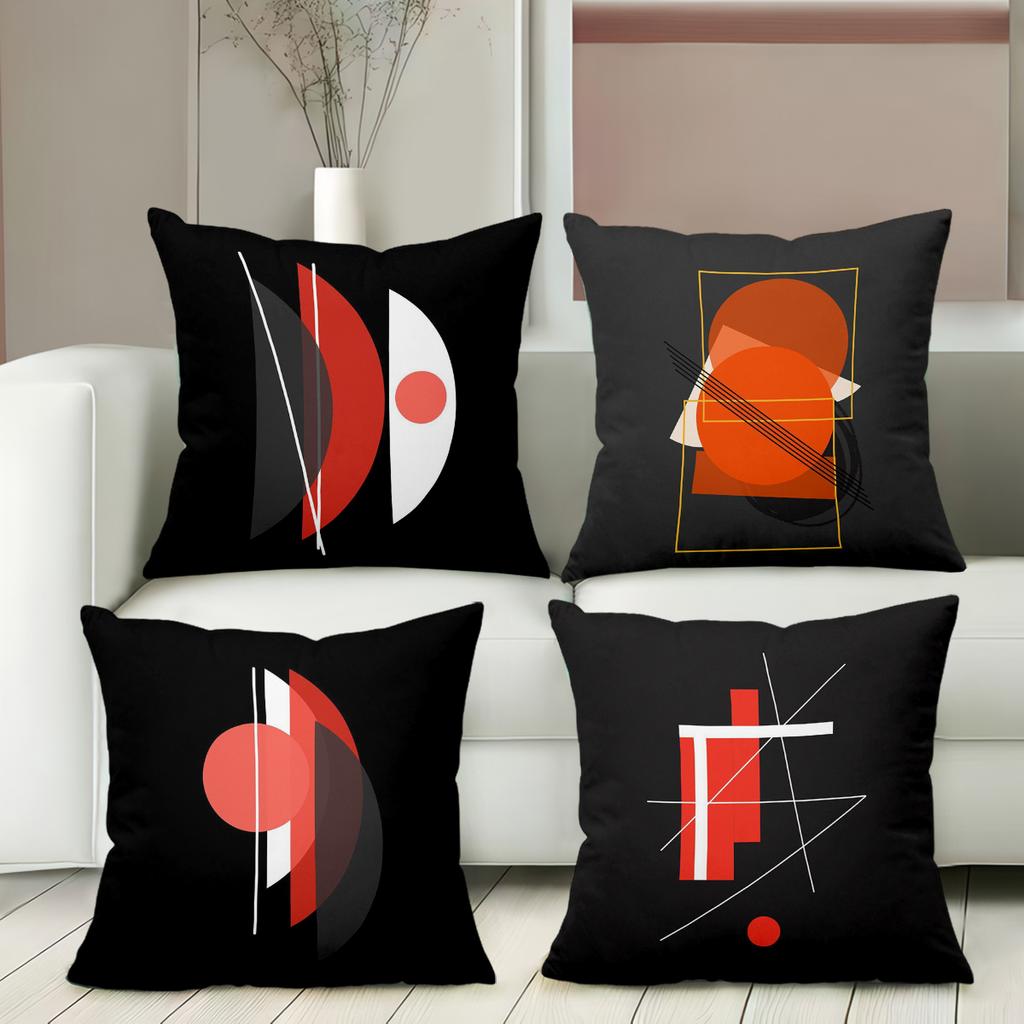 Modern Abstract Pattern Black Throw Pillow Cases Polyester pillowcase, sofa decorative cushion cov Headboard Pillow