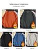 Men's Fleece-Lined Round Neck Sweatshirt, Thick Pullover, Long Sleeve, Hoodless, Large Size, Warm.