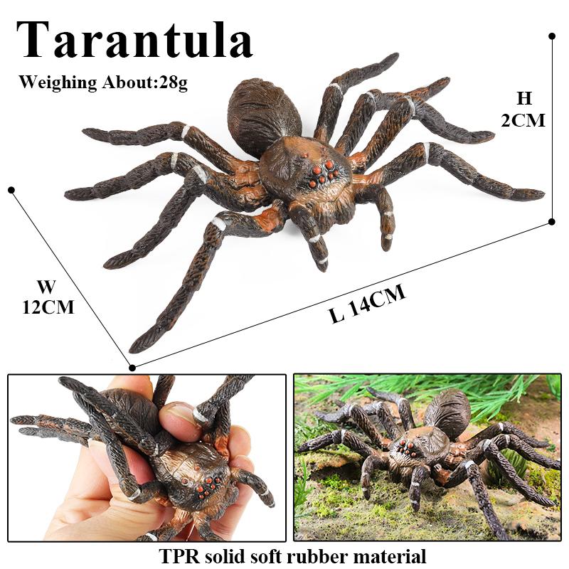 Oenux Wild Insect Animal Model Caterpillar Lizard Spider Gekko Chameleon Action Figures Soft TPR Halloween Trick Toy Kid Gift