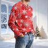 Herren Casual Rundhals Langarm T-Shirt mit Rippstruktur Weihnachtsdruck