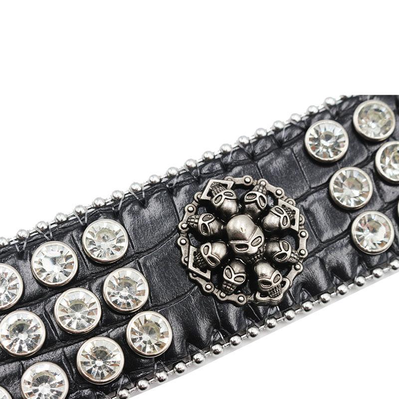 Gothic Punk Totenkopf Armband Strass Armband Schmuckdesign Diamant PU Leder Handschmuck