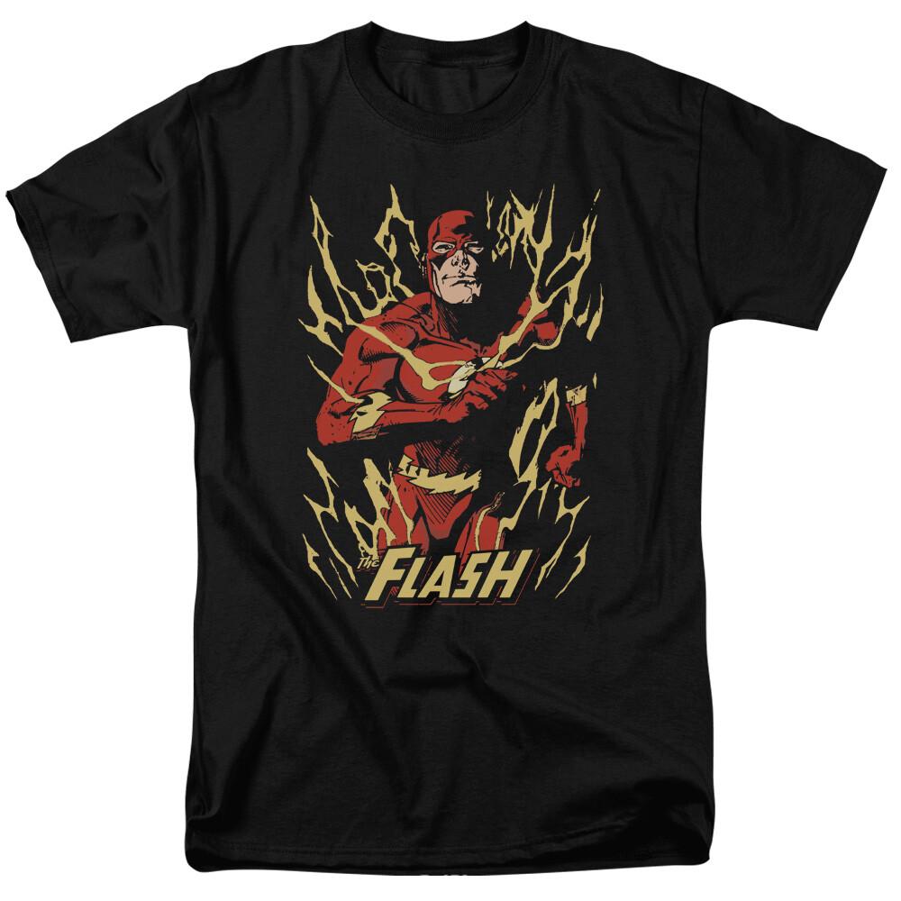 26 The Flash Flare T Shirt Licensed Comic Book Tee Black Unisex T-Shirt M