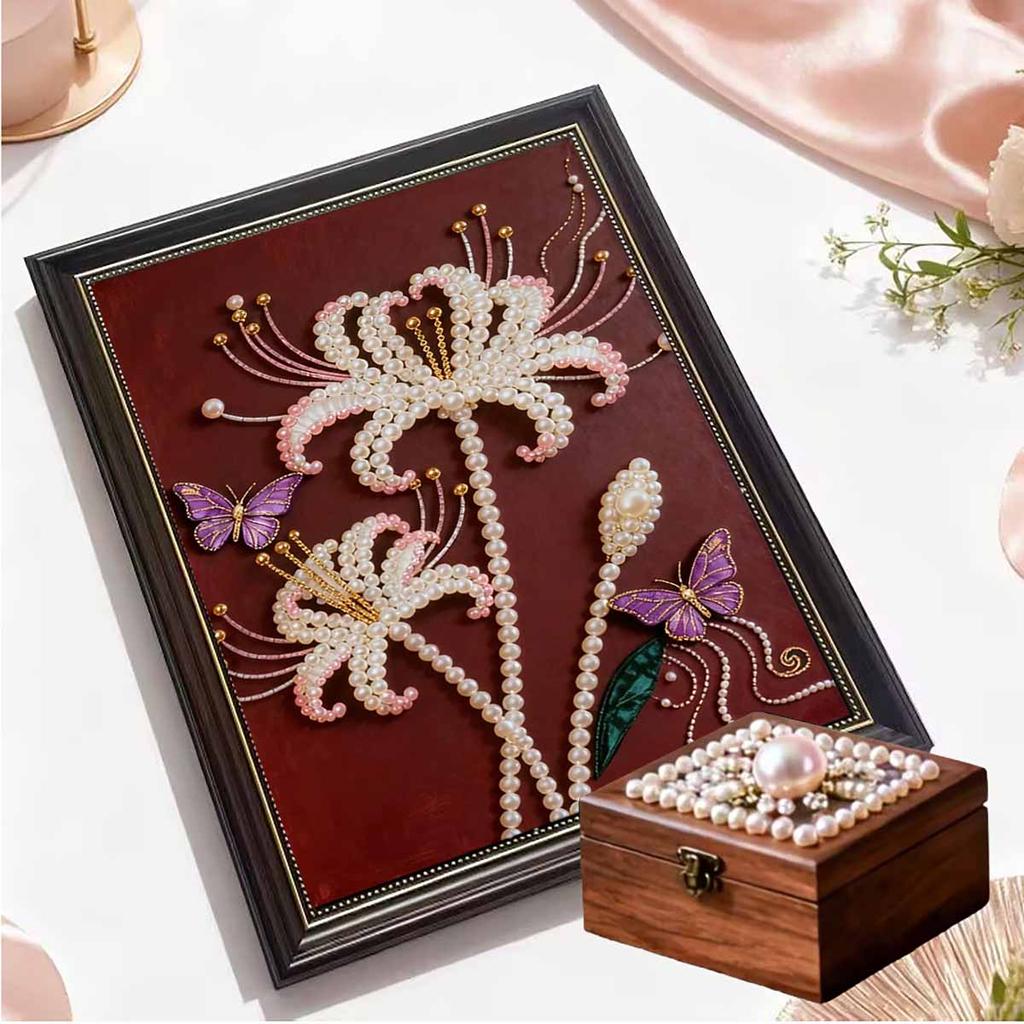 Crystal Pearl Painting 5D DIY Frame Decoration Painting Flower Home Wall Decoration Transparent Pearl Gemstone Painting Picture Art Crafts