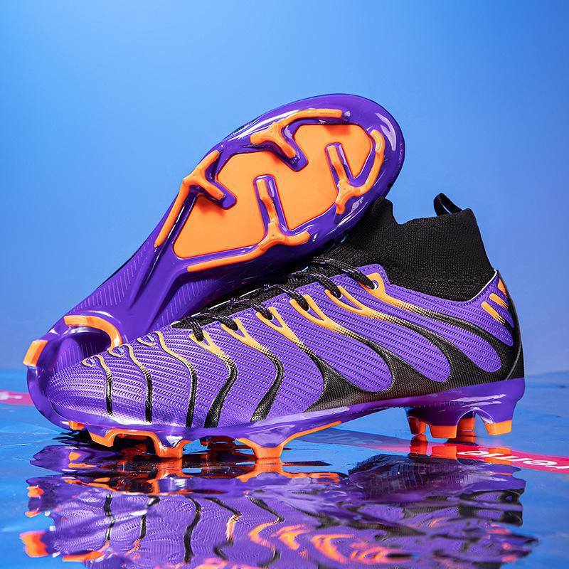 

Мужские большие кроссовки для футбола по пересеченной местности - бутсы AG TF Turf Youth Training для игр на траве 2284 long nail, size 35 фиолетовый/чёрный