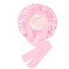 Double Layer Satin Sleeping Cap Solid Color Women Braids Long Curly Hair Night Sleep Cap Large Round Silk Hair Bonnet with Tie Band