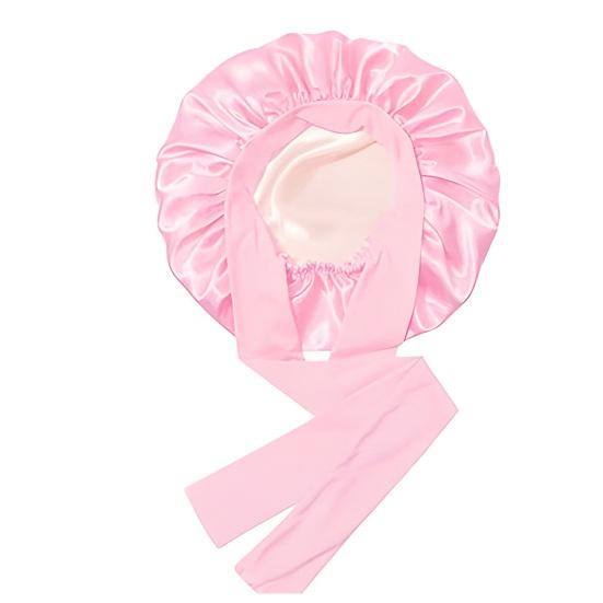 Double Layer Satin Sleeping Cap Solid Color Women Braids Long Curly Hair Night Sleep Cap Large Round Silk Hair Bonnet with Tie Band M