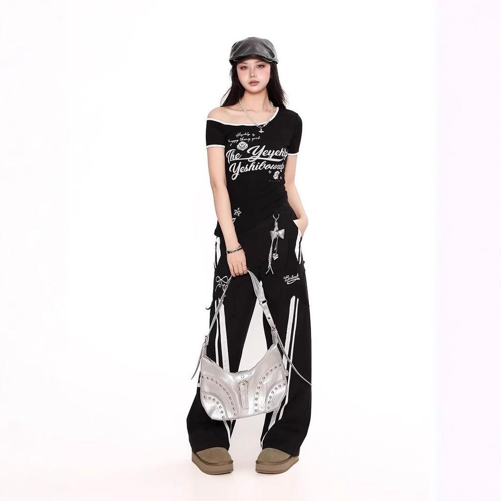 Y2K Spicy Irregular One-Shoulder Short Sleeve Top