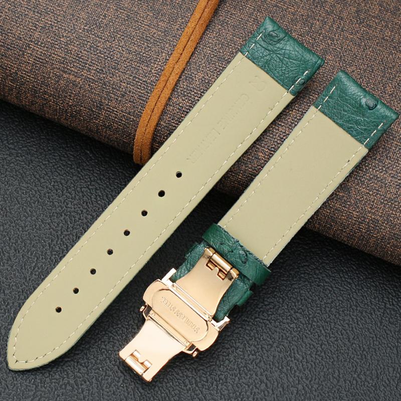 Genuine Watchband Ostrich Leather Strap Fit Seiko Omega Citizen Universal Bracelet 18mm 20mm 21mm 22mm Watch Band Brown Green