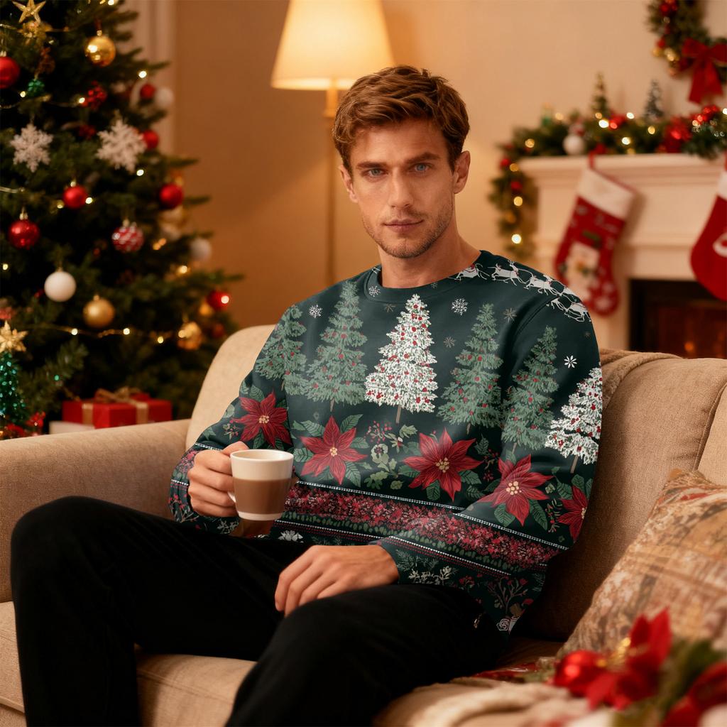 Men's Round Neck Fleece-Lined Thick Warm Sweatshirt