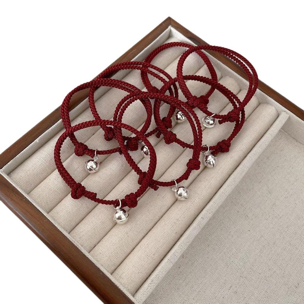 Red String Jingle Bell Bracelet - Wine Red, Unisex: Perfect for Couples, Best Friends, and Students. Simple yet Elegant Design.