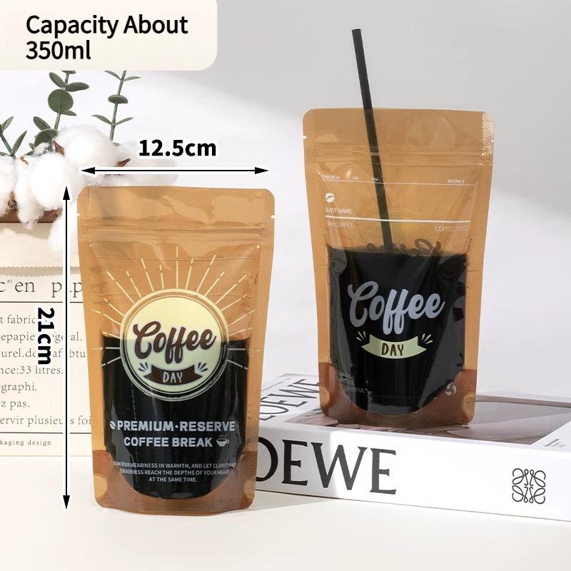 350ml Coffee Bag Disposable Portable Coffee Brewing Bag Concentrated Liquid Pack Sack Milk Tea Beverage Sealed Packaging Pouch Universal for Hot Cold 50pcs