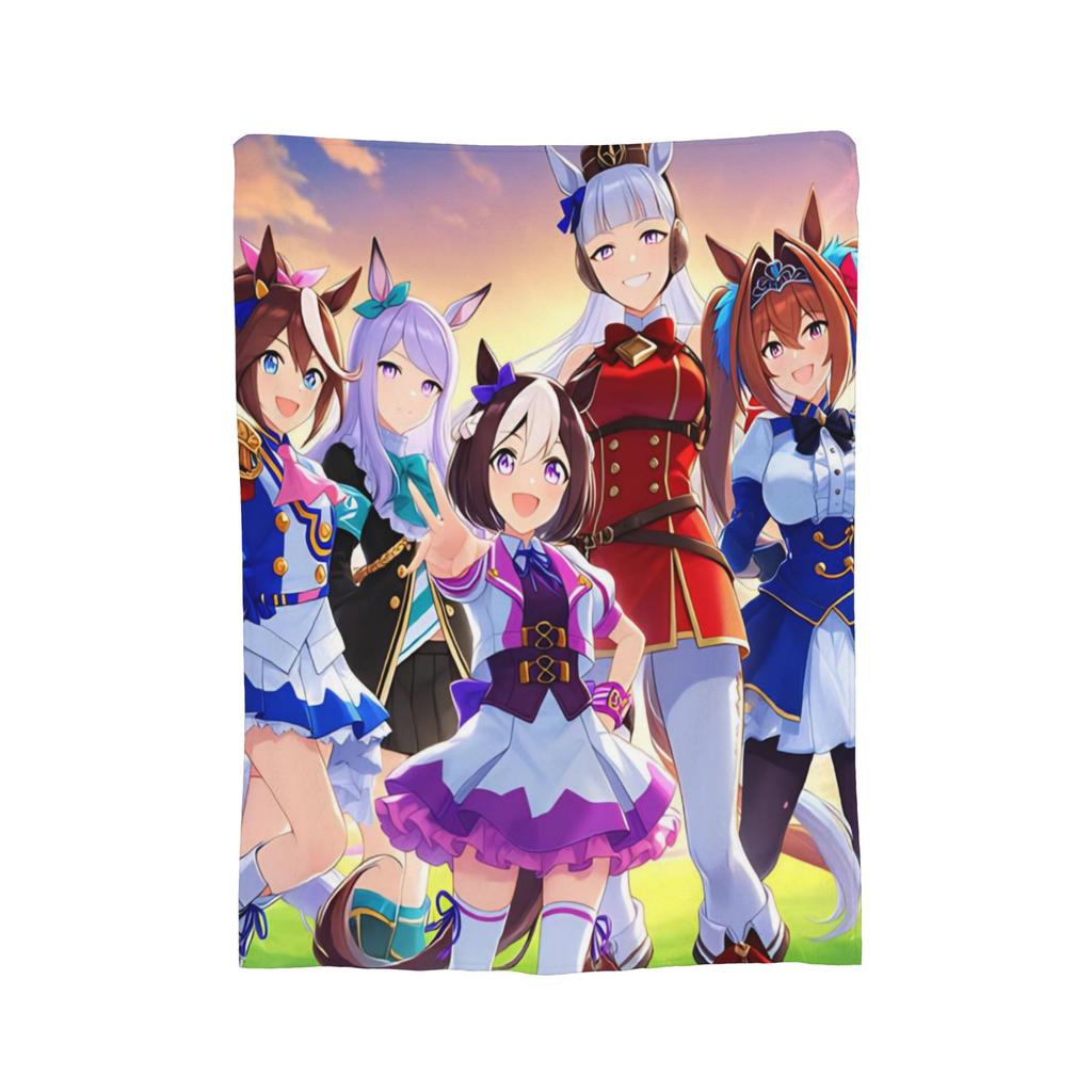 Uma Musume Pretty Derby Blanket Fleece Textile Decor Animals Anime Portable Ultra-Soft Throw Blankets for Sofa Bedroom Quilt