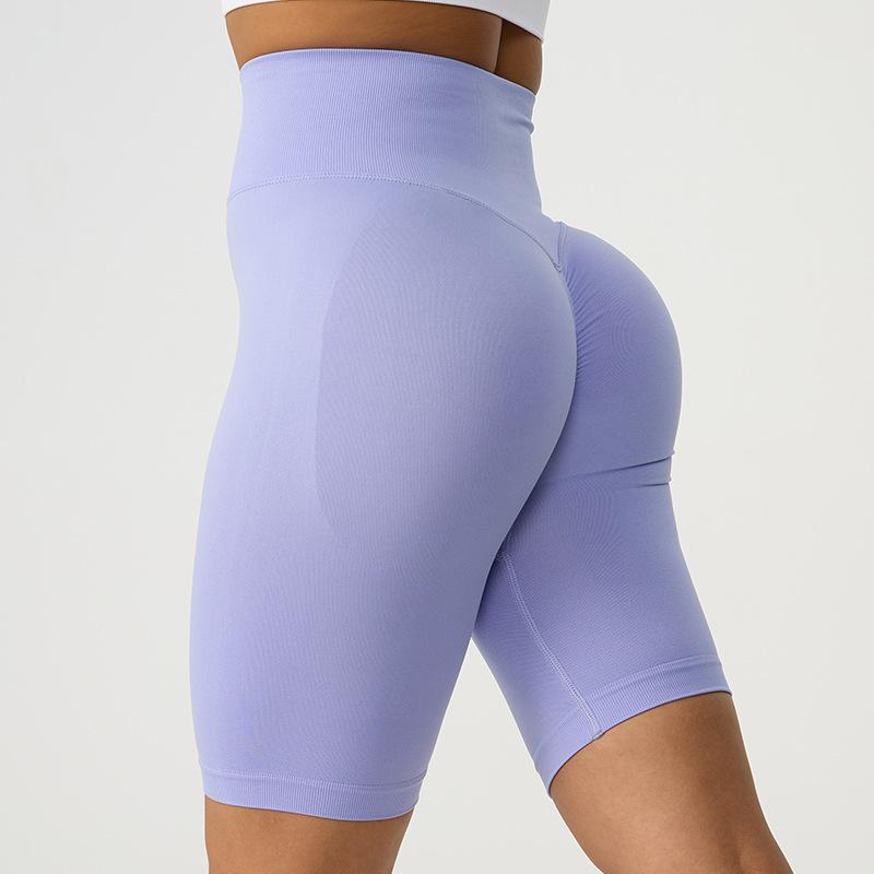 Pantaloni scurți sport stil european și american, pantaloni de fitness cu efect push-up, sportivi, mulați, cu lungime până la genunchi, cu talie înaltă, pantaloni scurți de yoga