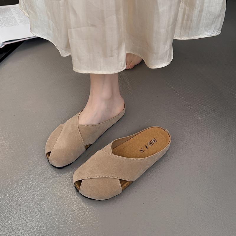 Neuer Stil Damen Hausschuhe Designer Retro Damen Hausschuhe Rundköpfig Flacher Boden Zuhause Vielseitig Damen Coole Hausschuhe