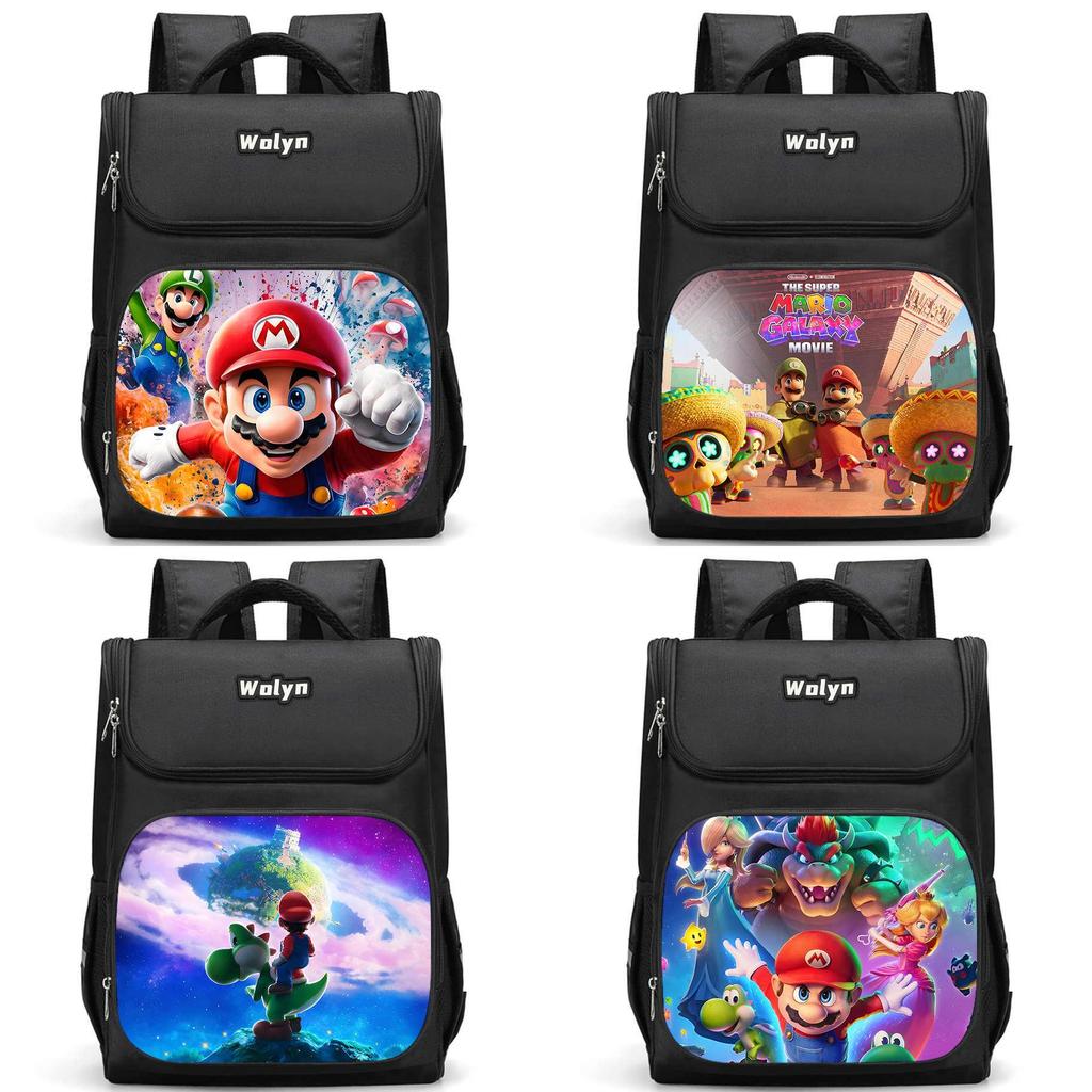 Der Super Mario Galaxy Film Strapazierfähiger Rucksack mit mehreren Fächern für Schulkinder Mit atmungsaktiven Air-Cushion-Trägern