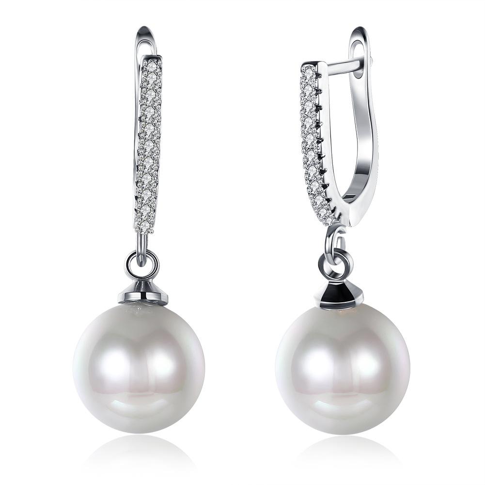 Gold Platinum Full Cubic Zirconia Pearl Earrings Trendy Earrings 2024 Pearls