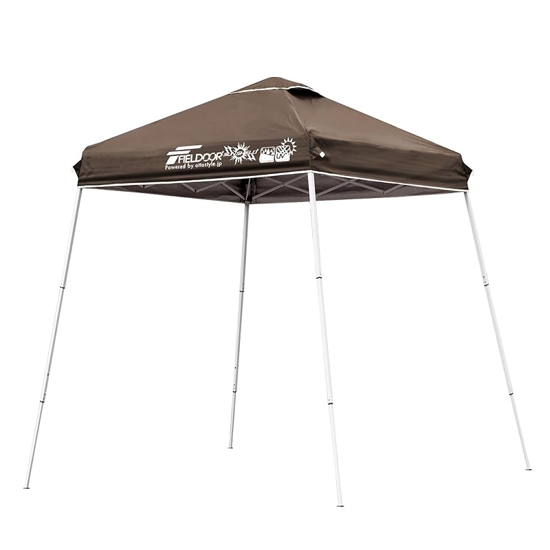 

FIELDOOR one touch tarp tent portable center lock one action compact size UV cut Water resistant folding sunshade event outdoor camp [Dark brown]
