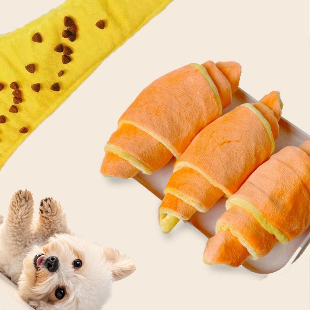 Miękka Zabawka Croissant dla Psa Odporna na Gryzienie Stymulacja Mentalna Interaktywna Piszcząca Zabawka dla Psa Trening Psa Szczeniak Zabawka Puzzle Pies/Szczeniak