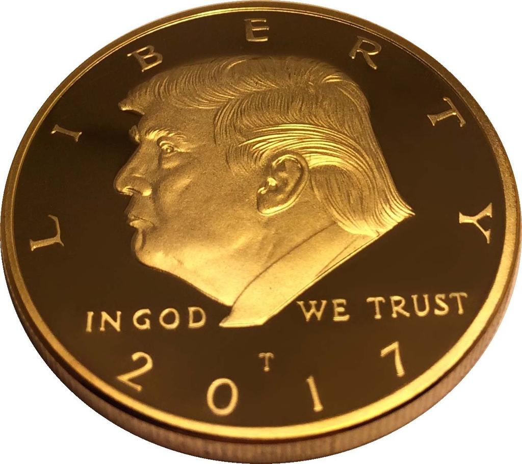 Zlatá mince Donalda Trumpa 2017, Pozlacená sběratelská mince, 45. prezident, Certifikát pravosti Oficiální GOPBOX