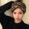 High Elasticity Leopard Print Headband Soft Turban Headwrap Knitted Headcover  Winter Season