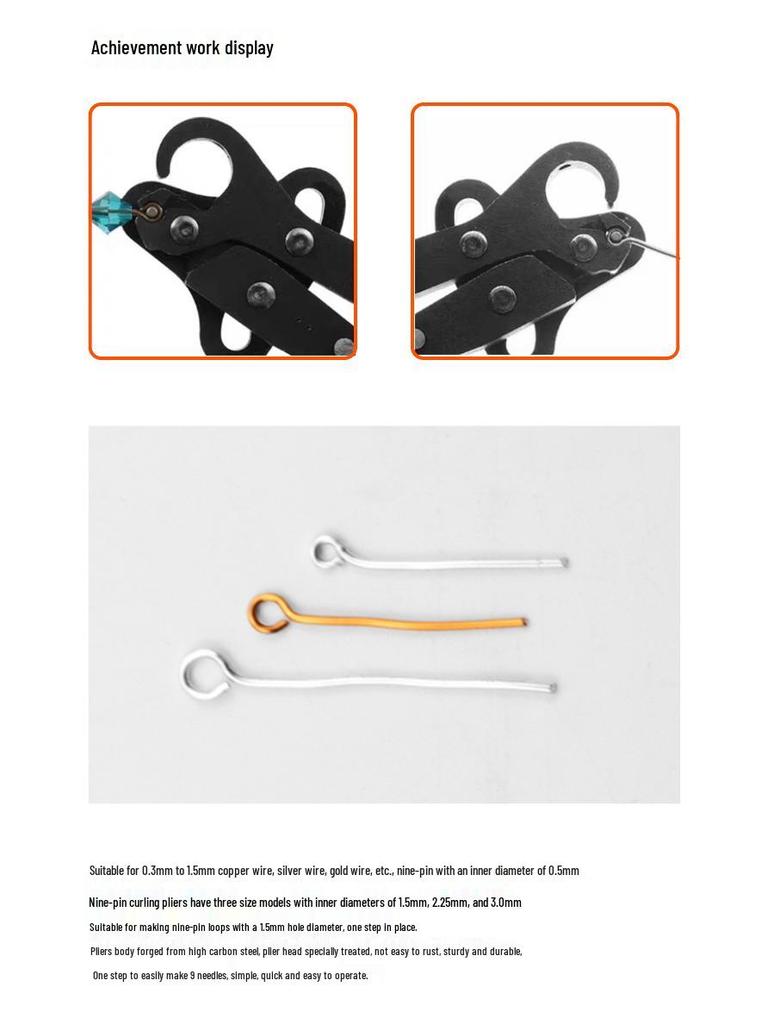 9-Stift Wickelzange für 1,5 mm, 2,25 mm, 3 mm Kupfer- und Metalldraht - Schmuck- und Perlen-DIY Schlaufenwerkzeug