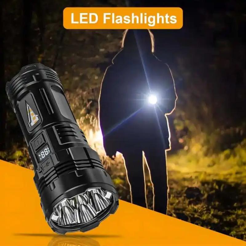 High Power Led Flashlight 7 Lamp Beads with Side Light Super Bright USB Rechargeable Tactical Torch Outdoor Camping Fishing Lamp