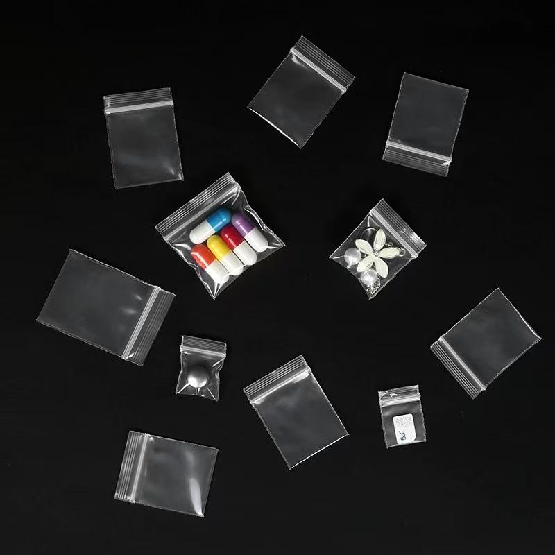 100 Mini Self-Sealing Transparent Plastic Bags: Extra Small, Thick Disposable Medicine Bags 3x4cm Transparent Double-sided 20 Wire (100 pcs)