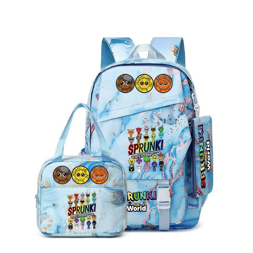 New rhythm box music game schoolbag backpack pencil bag three-piece set student heat transfer backpack