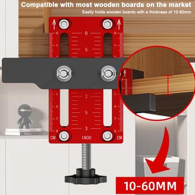 Cabinet Door Positioning Device Aluminum Alloy Clamp for Precise Installation with Adjustable Height for Boards 10 To 60 Mm