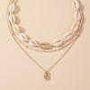 Bohemian Style Multi-Layer Clavicle Chain Necklace with Seed Beads and Shell Pendant for Women