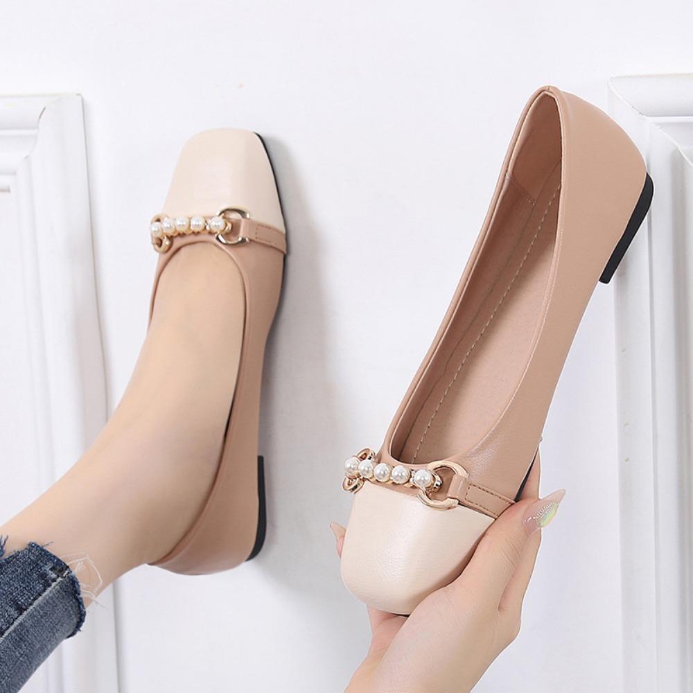 Fashion Flats Women Shoes Super Big Size 44 Square Toe Flat Shoes 2024 Spring Autumn New Versatile Light Cut Color Women's Shoes Slip-On