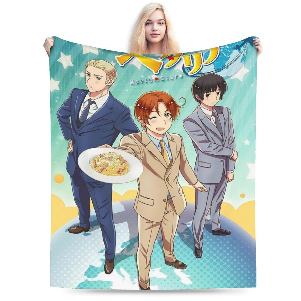 Super Soft Hetalia Axis Powers Anime Throw Blanket Premium Flannel Fleece Lightweight Blanket Cozy Plush Blankets All Season Use