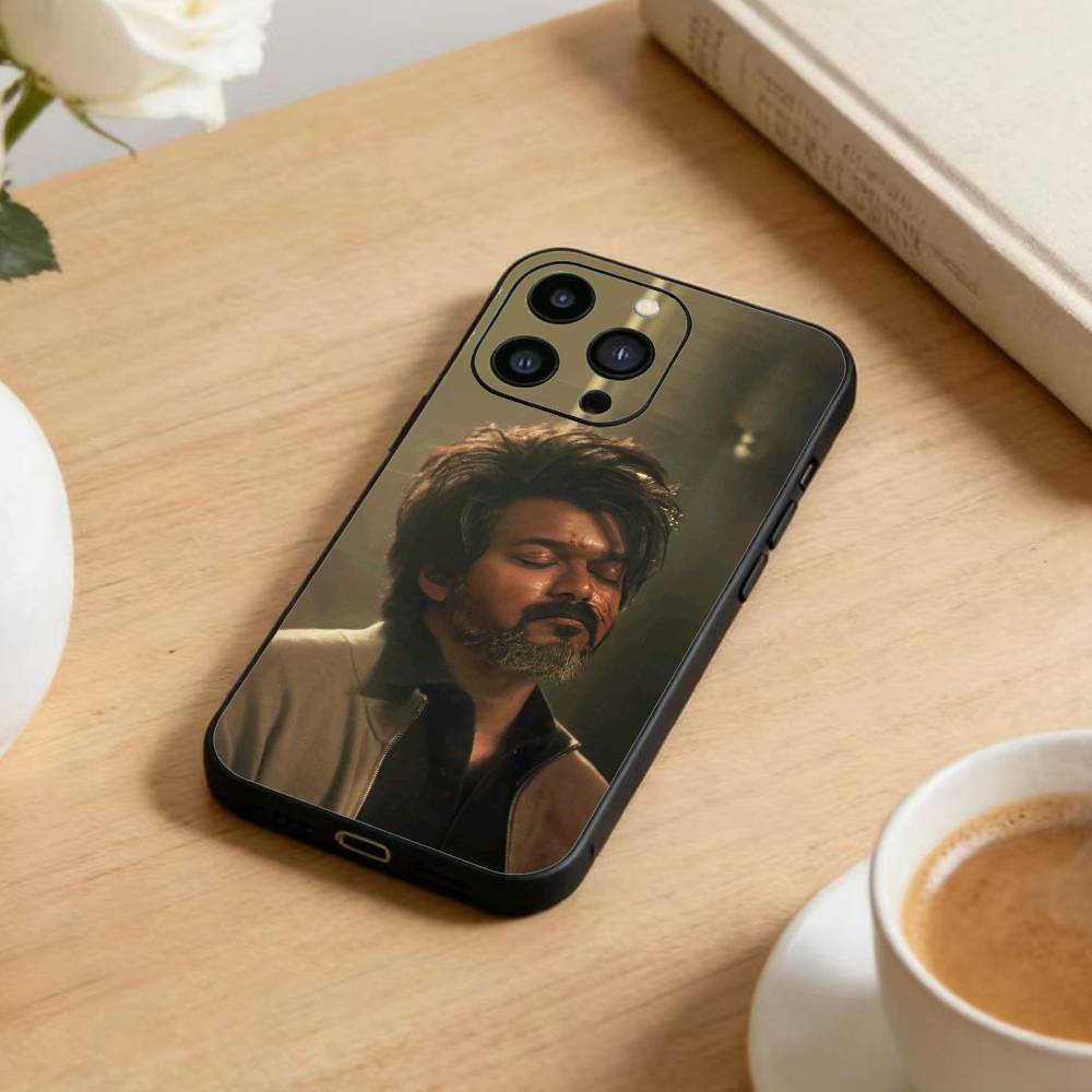 T-ThalaPathy V-Vijay Actor Phone Case For iPhone17,16,15,14,13,12 Plus,Max Soft Silicone Black Cover