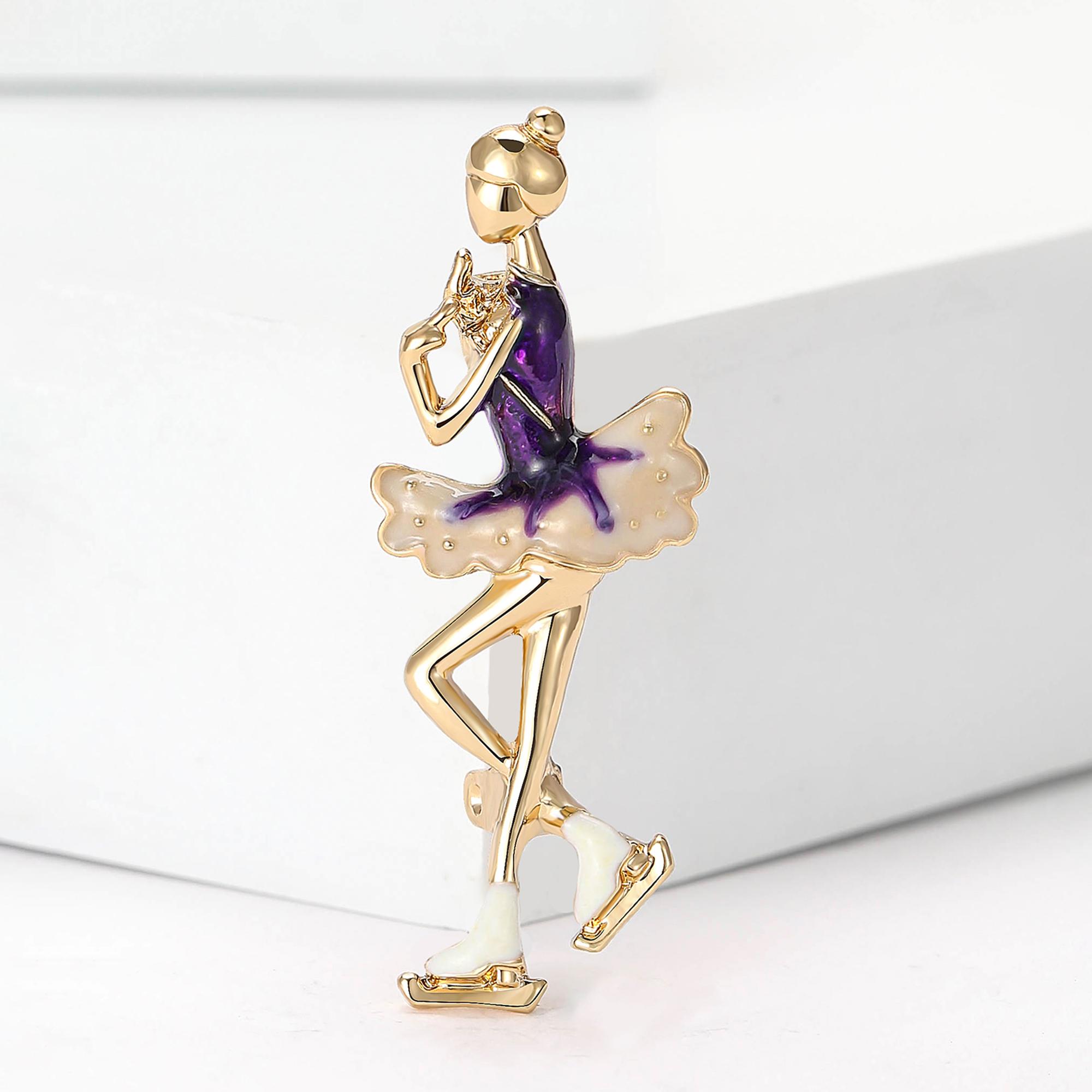 

Elegant Rhinestone Girl Brooches for Women Unisex Enamel Figure Pins Event Party Backpack Gifts Decoration Clothes Accessories