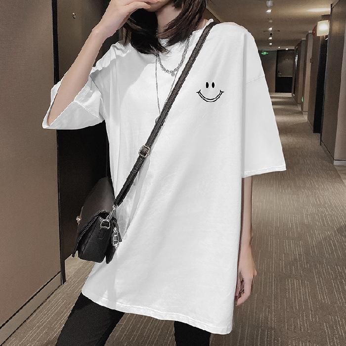 [Rear Bag Collar] Cotton Short-sleeved T-shirt Women's Medium and Long Large Size Loose 2025 New Summer