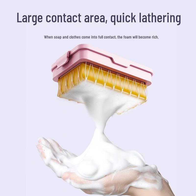 Multifunctional Elastic Mesh Soap Foaming Box: Hands-Free Laundry & Storage Tray with Drainage