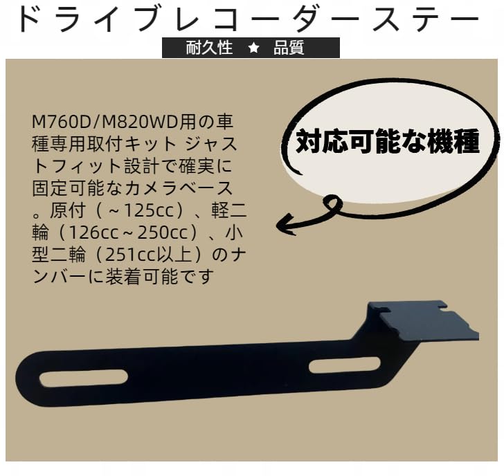 Hyo Rumu Motorcycle Drive Recorder Stay, Rear Camera License Plate