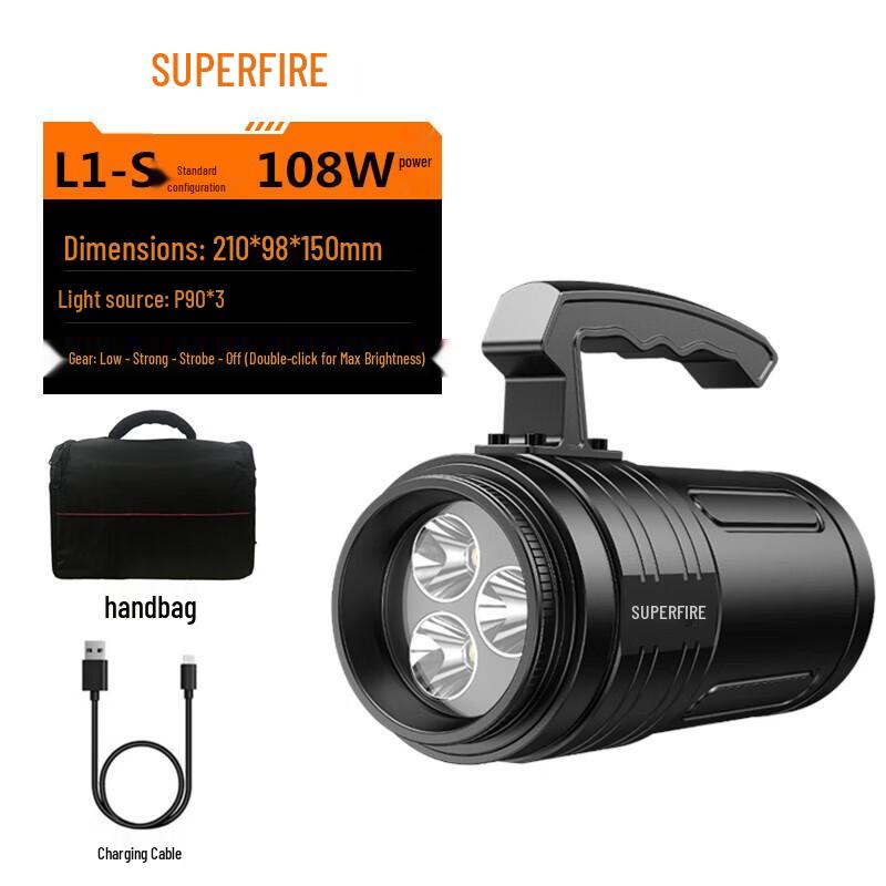 SupFire L1-S Ultra-Bright 10000 Lumen Rechargeable Flashlight