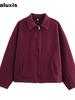 Women's  Wind Pure Color Wide Fit Zippered Wool Coat Casual Versatile Autumn Winter Short Jacket