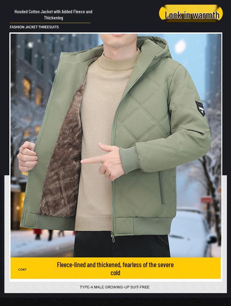 Winter Fashionable Hooded Cotton Jacket with Fleece, Thickened & Trendy, Available for Bidding