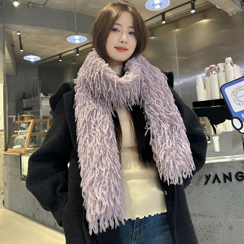 New Arrival Scarffall and Winterheattechpure Color Scarfeasiest for Matchtassel Shawlthickenedstuffed Scarf