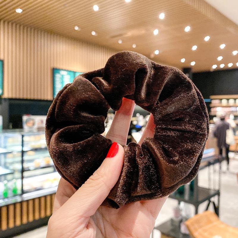 French Retro Gold Velvet Plush Hair Ring for Autumn/Winter