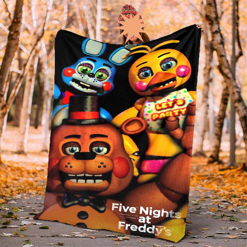 Freddy Bear Flannel Blanket Soft Warm All-Season Throw, Design for Camping, Car Travel, Hiking Sofa, Bed, Office Perfect Gift for Parties