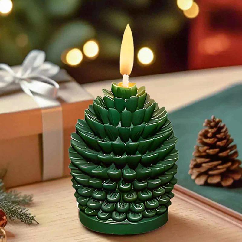 DIY Christmas Cedar Cone Mold Silicone Easy-to-release Oil Pine Cone Candle Mold Decorative Ornaments 3D Plaster Mold